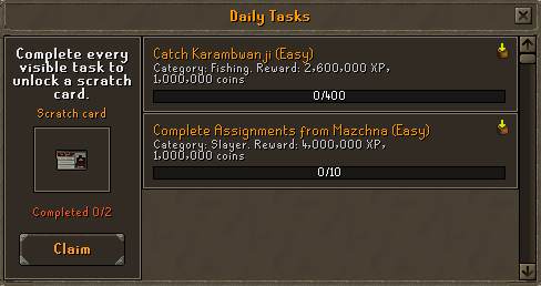 Daily task rewards