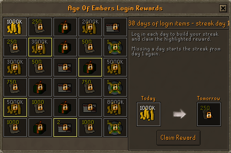 Daily login streaks