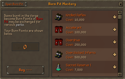 Burn point perks